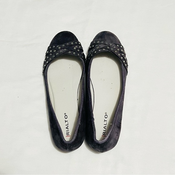 Rialto Grey Faux Suede Rhinestone Accent Flats - Picture 2 of 5
